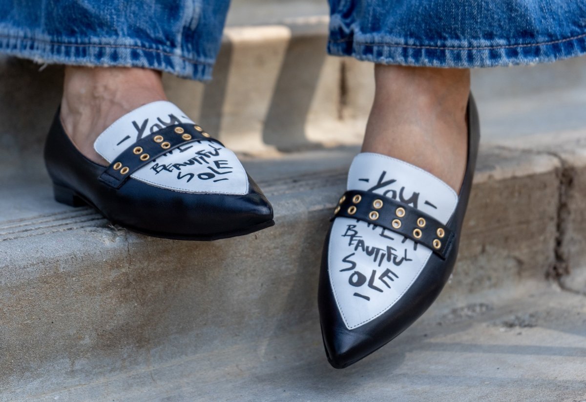 Cecily Loafer Black White Leather Comfort Memory Foam Boots by Beautiisoles – Don't Panic Shoes