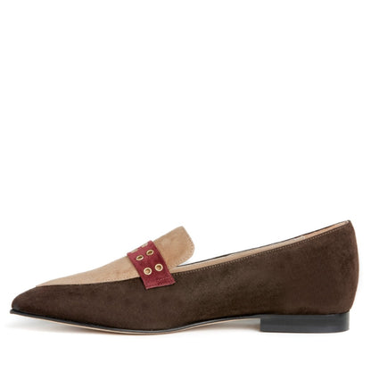 Cecily Loafer Two Tone Brown Suede Leather Memory Insole Boots by Beautiisoles – Don't Panic Shoes