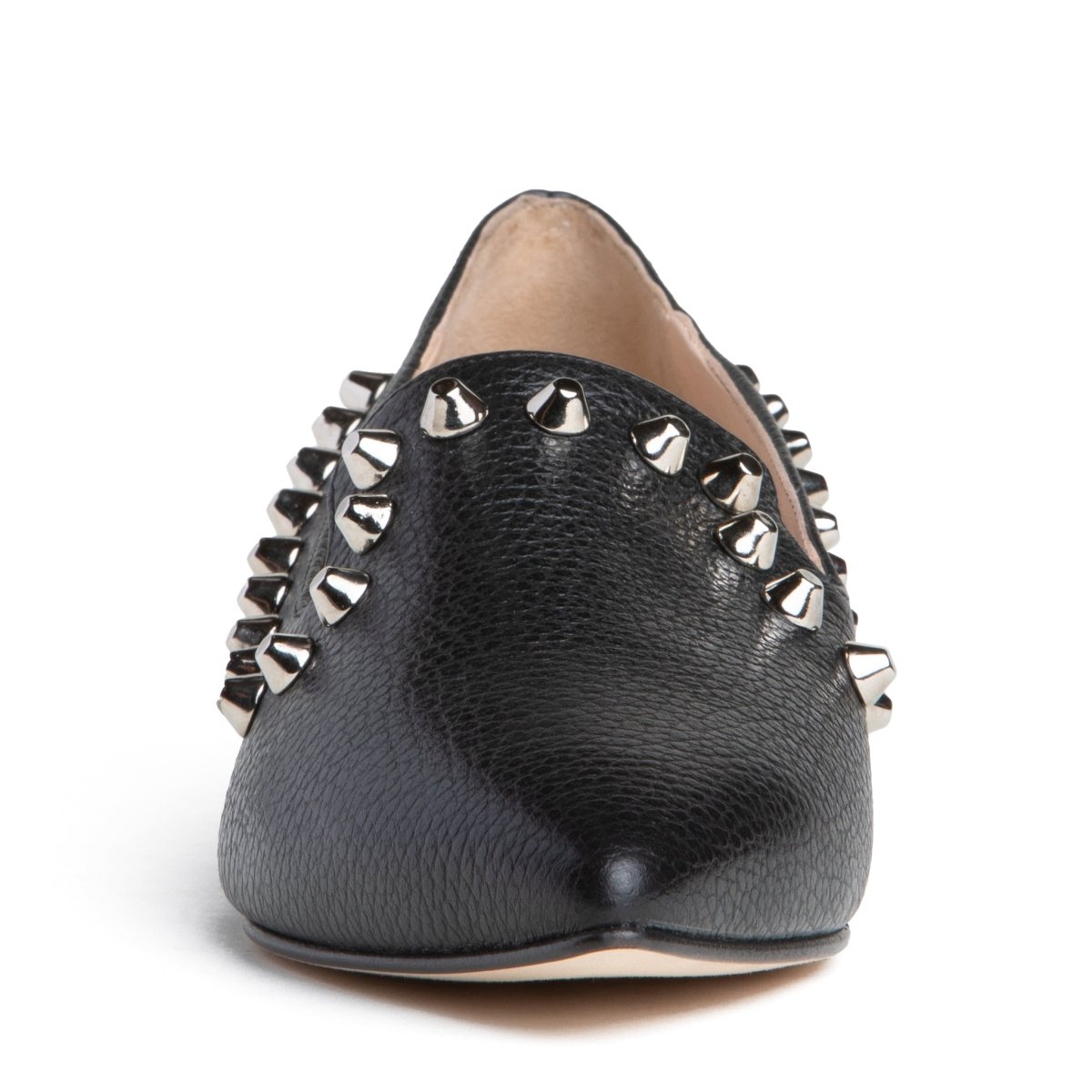 Celeste Loafer Black Pebbled Leather Studded Slip On Italy Flats by Beautiisoles – Don't Panic Shoes