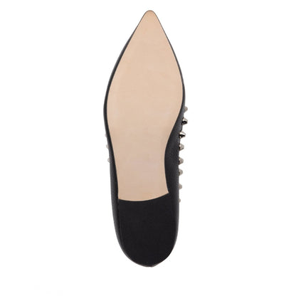 Celeste Loafer Black Pebbled Leather Studded Slip On Italy Flats by Beautiisoles – Don't Panic Shoes