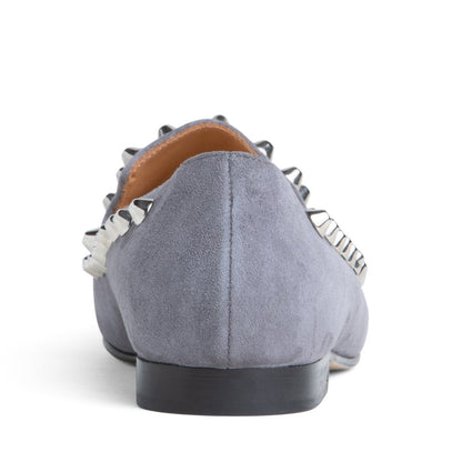 Celeste Loafer Grey Suede Handmade In Italy Slip On Flats by Beautiisoles – Don't Panic Shoes