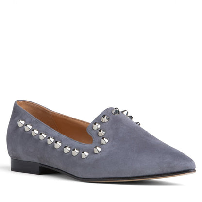 Celeste Loafer Grey Suede Handmade In Italy Slip On Flats by Beautiisoles – Don't Panic Shoes