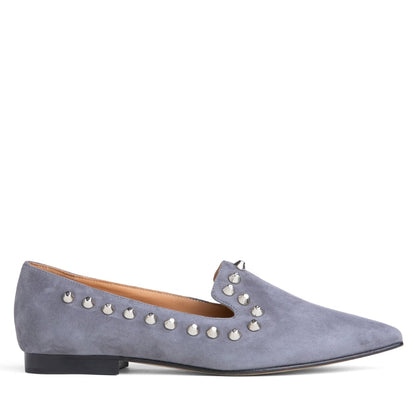 Celeste Loafer Grey Suede Handmade In Italy Slip On Flats by Beautiisoles – Don't Panic Shoes