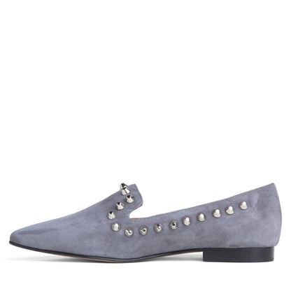 Celeste Loafer Grey Suede Handmade In Italy Slip On Flats by Beautiisoles – Don't Panic Shoes