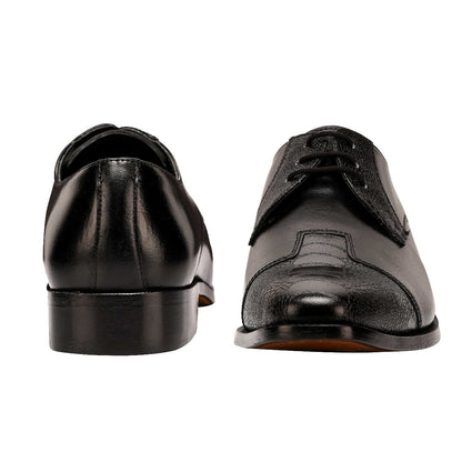 Charlie Leather Derby Style Men's Dress Shoes - Tan And Black Color Shoes by Libertyzeno – Don't Panic Shoes