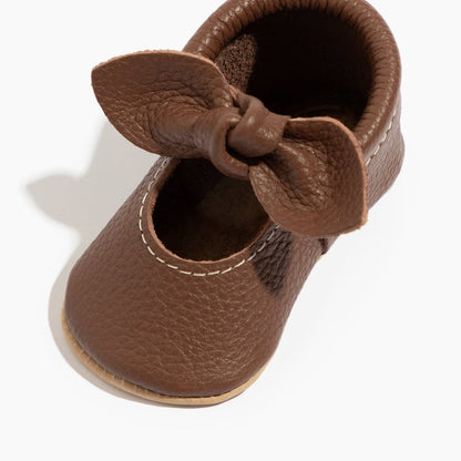 Chestnut Knotted Bow Baby Shoe Knotted Bow Mocc by Freshly Picked – Don't Panic Shoes