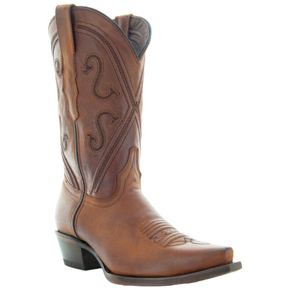 Cheyenne Cowgirl Boots | Women's Snipped Toe Tan Leather Boots (M50041) Cowboy Boots by Soto Boots – Don't Panic Shoes