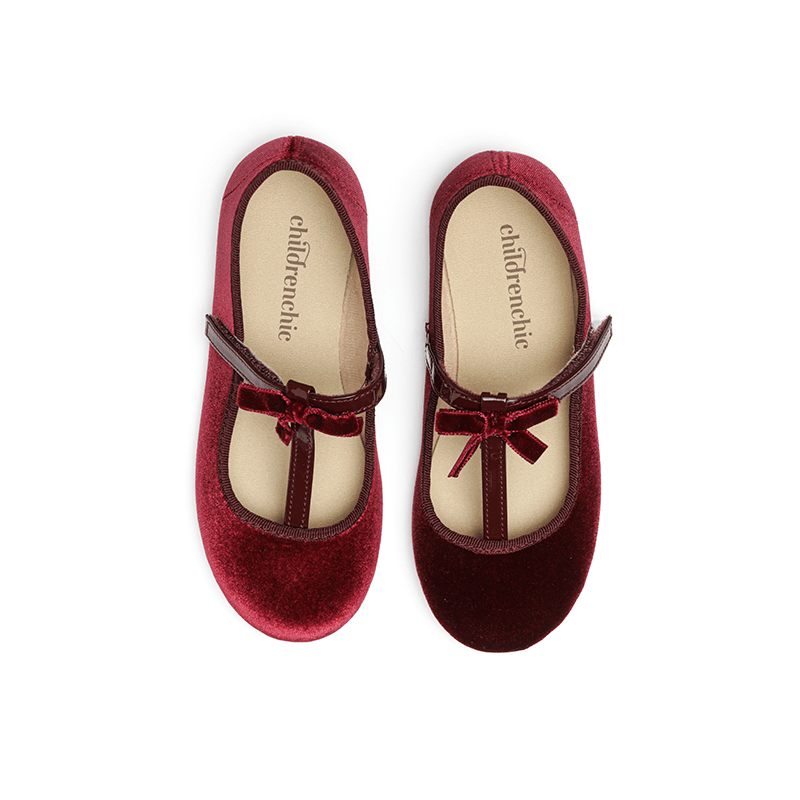 Childrenchic Katie Burgundy Mary Jane Velvet Patent Leather seasonal core FW by Childrenchic – Don't Panic Shoes