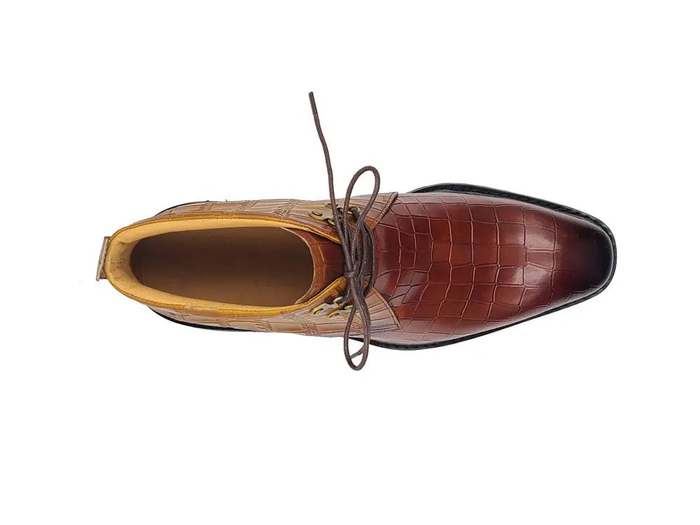 Chukka Boot Leather Alligator Embossed Lug Sole Kb520 - 01 Boots by Carrucci Shoes – Don't Panic Shoes