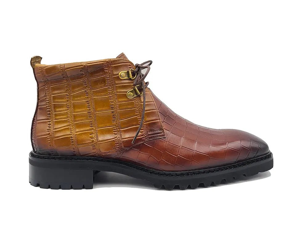 Chukka Boot Leather Alligator Embossed Lug Sole Kb520 - 01 Boots by Carrucci Shoes – Don't Panic Shoes
