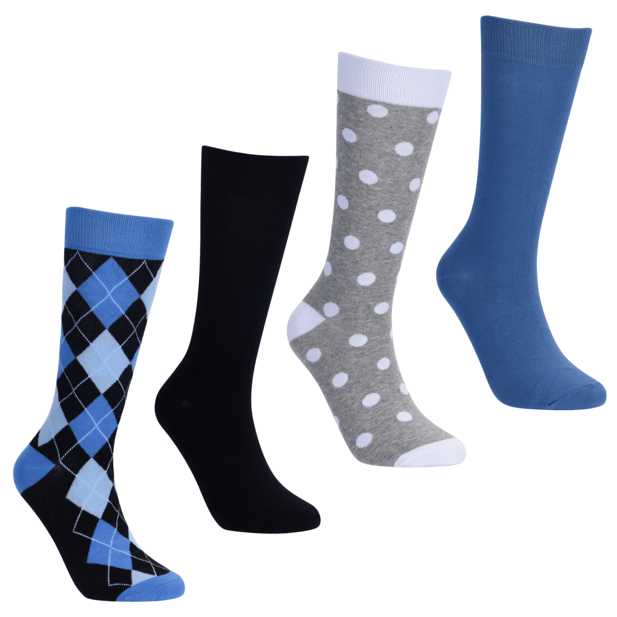 City Chic Sock Bundle 4 Pack Minimalist Argyle Polka Dot And Solid Crew Socks For Travel Work Everyday Socks by No Cold Feet – Don't Panic Shoes