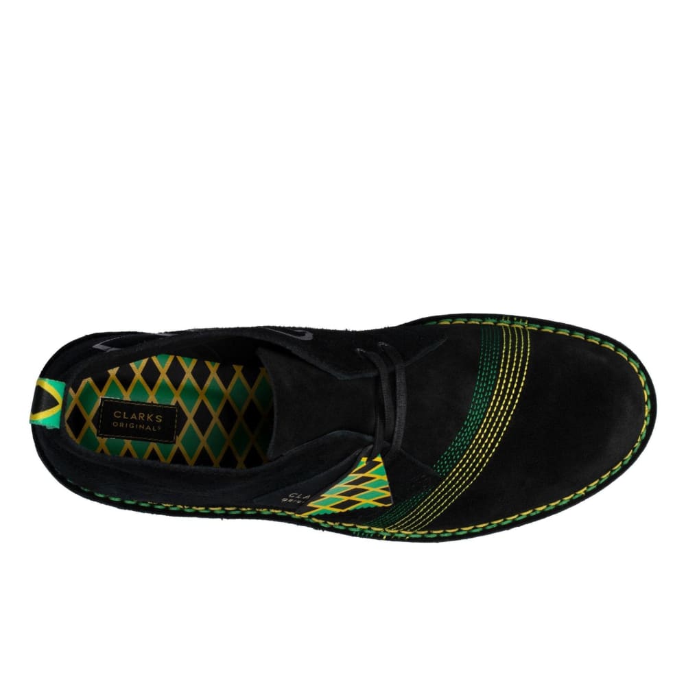 ClarkS Originals Desert Boot “Jamaican Bee” Men’s Black Multi Suede – Limited Edition Island - Inspired Heritage Icon (26155917) Shoes by Clarks Originals – Don't Panic Shoes