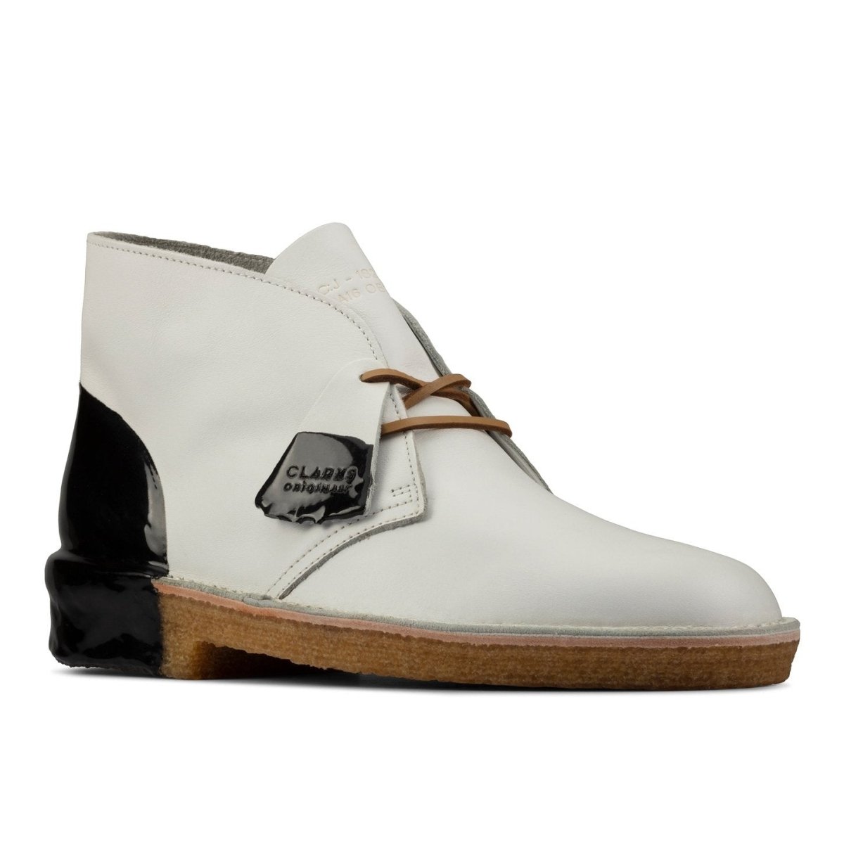 ClarkS Originals Desert Boot Men’s Shoes – Black And White Two - Tone Leather – Style 26159092 – Modern Heritage Classic Boots by Clarks Originals – Don't Panic Shoes