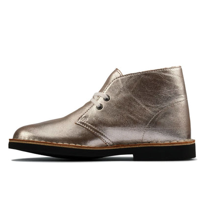Clarks Originals Desert Boots Women's Silver Leather 26155668 Shoes by Clarks Originals – Don't Panic Shoes
