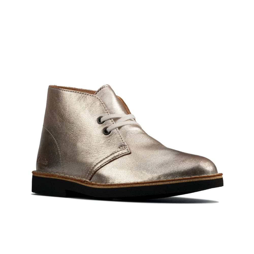 Clarks Originals Desert Boots Women's Silver Leather 26155668 Shoes by Clarks Originals – Don't Panic Shoes