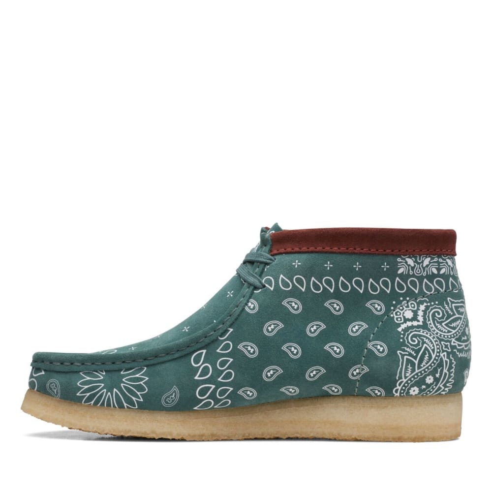 Clarks Originals Wallabee Boot Bandana Men's Green Paisley Suede 26168803 Shoes by Clarks Originals – Don't Panic Shoes