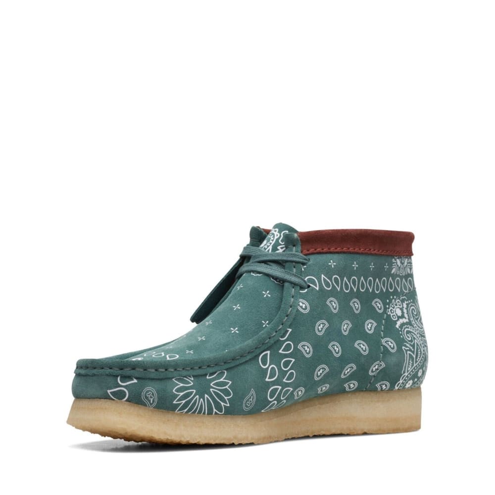 Clarks Originals Wallabee Boot Bandana Men's Green Paisley Suede 26168803 Shoes by Clarks Originals – Don't Panic Shoes