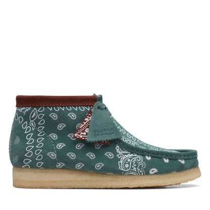Clarks Originals Wallabee Boot Bandana Men's Green Paisley Suede 26168803 Shoes by Clarks Originals – Don't Panic Shoes