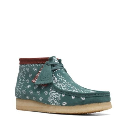 Clarks Originals Wallabee Boot Bandana Men's Green Paisley Suede 26168803 Shoes by Clarks Originals – Don't Panic Shoes