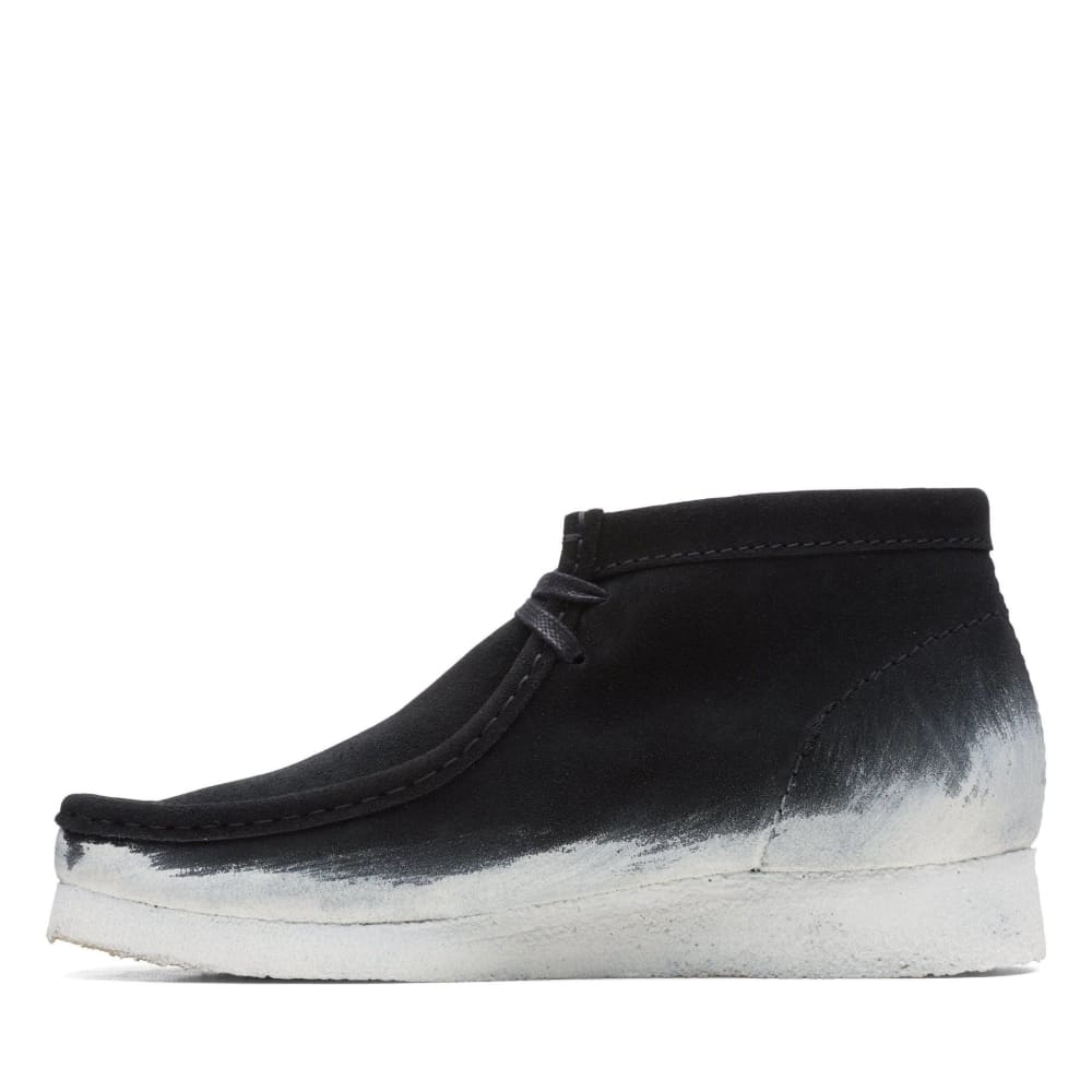 ClarkS Originals Wallabee Boot Men’s Shoes – Black And White Suede – Style 26163077 – Monochrome Street Classic Shoes by Clarks Originals – Don't Panic Shoes