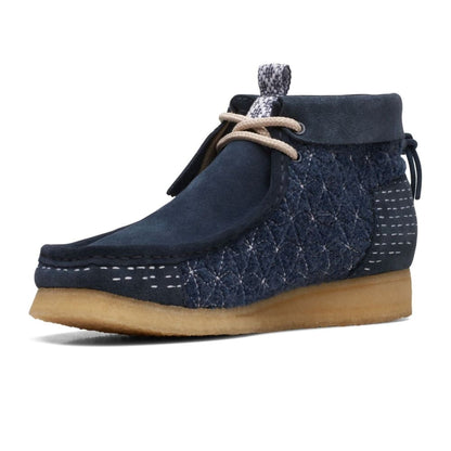 ClarkS Originals Wallabee Boot Men’s Shoes – Sashiko Navy Blue Suede – Style 26169152 – Limited Japanese Stitch Icon Shoes by Clarks Originals – Don't Panic Shoes