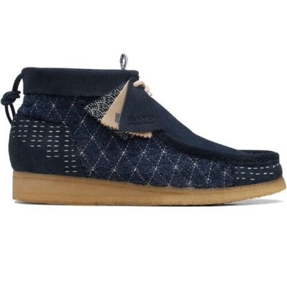 ClarkS Originals Wallabee Boot Men’s Shoes – Sashiko Navy Blue Suede – Style 26169152 – Limited Japanese Stitch Icon Shoes by Clarks Originals – Don't Panic Shoes
