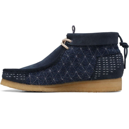 ClarkS Originals Wallabee Boot Men’s Shoes – Sashiko Navy Blue Suede – Style 26169152 – Limited Japanese Stitch Icon Shoes by Clarks Originals – Don't Panic Shoes
