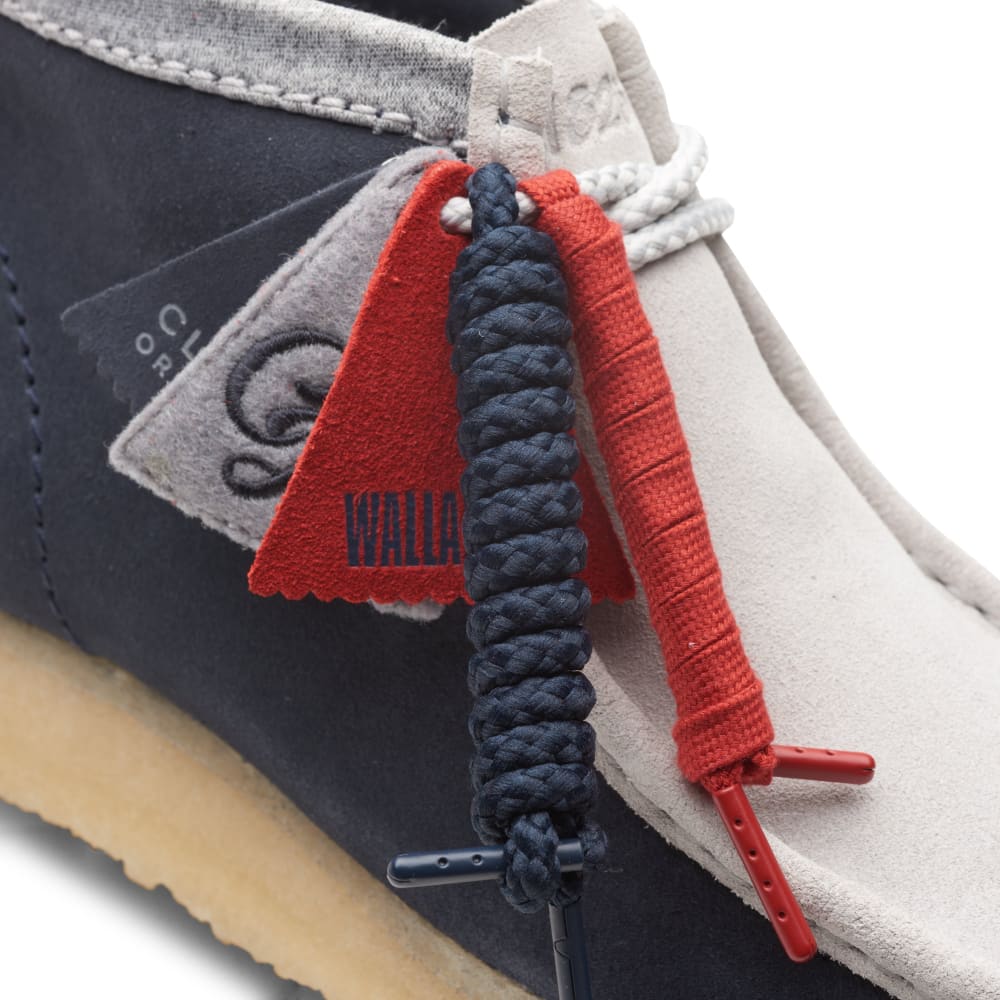 ClarkS Originals Wallabee Boot Vcy Men’s Shoes – Navy And Gray Suede – Style 26165077 – Bold Heritage Icon Shoes by Clarks Originals – Don't Panic Shoes