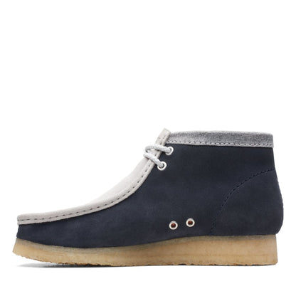 ClarkS Originals Wallabee Boot Vcy Men’s Shoes – Navy And Gray Suede – Style 26165077 – Bold Heritage Icon Shoes by Clarks Originals – Don't Panic Shoes