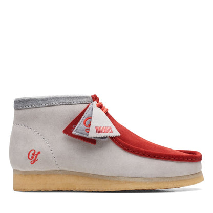 ClarkS OrigInals Wallabee Boot Vcy Men’s Shoes – Red And Gray Suede – Style 26165076 – Bold Heritage Icon in Shoes by Clarks Originals – Don't Panic Shoes