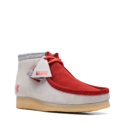 ClarkS OrigInals Wallabee Boot Vcy Men’s Shoes – Red And Gray Suede – Style 26165076 – Bold Heritage Icon in Shoes by Clarks Originals – Don't Panic Shoes