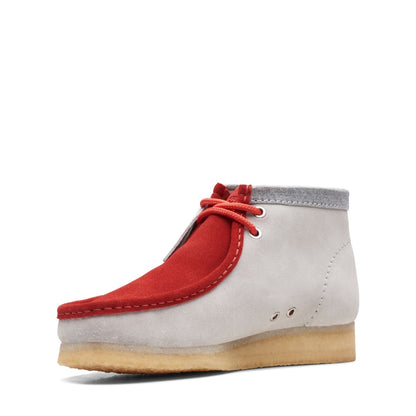 ClarkS OrigInals Wallabee Boot Vcy Men’s Shoes – Red And Gray Suede – Style 26165076 – Bold Heritage Icon in Shoes by Clarks Originals – Don't Panic Shoes