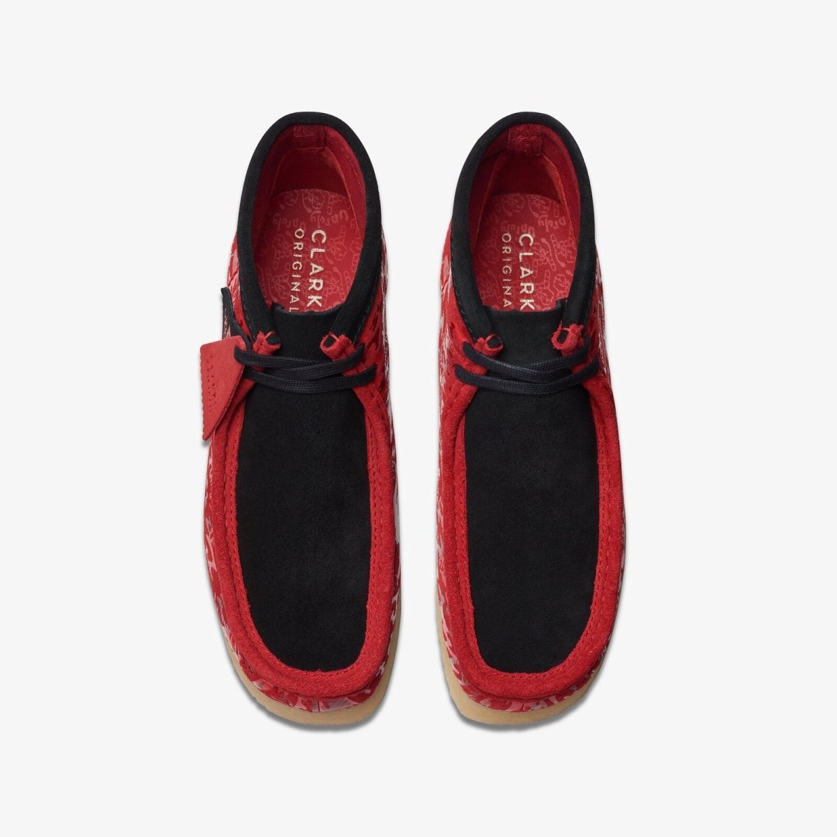 Clarks Originals Wallabee Boot X Popcaan Collab Black And Red Camo Suede 26175816 Boots by Clarks Originals – Don't Panic Shoes