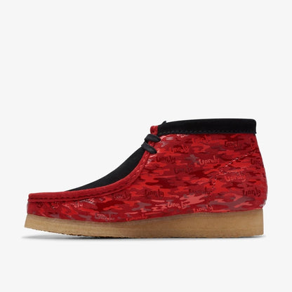 Clarks Originals Wallabee Boot X Popcaan Collab Black And Red Camo Suede 26175816 Boots by Clarks Originals – Don't Panic Shoes