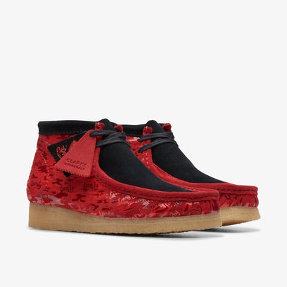Clarks Originals Wallabee Boot X Popcaan Collab Black And Red Camo Suede 26175816 Boots by Clarks Originals – Don't Panic Shoes