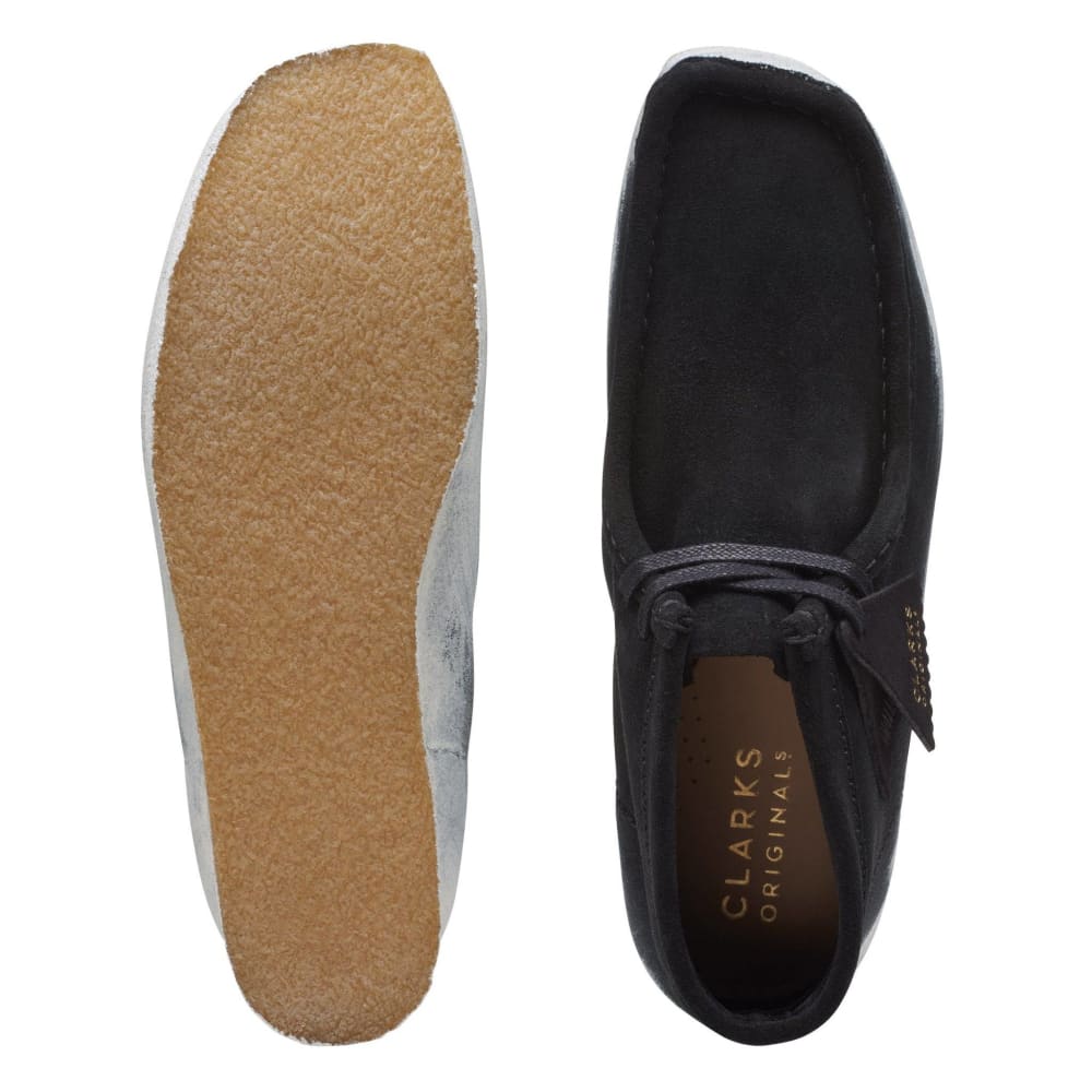 Clarks Originals Wallabee Boots Men’s Black And White Suede
