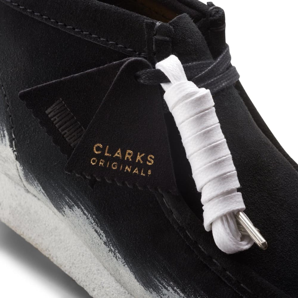 Clarks Originals Wallabee Boots Men’s Black And White Suede