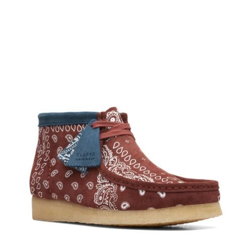 Clarks Originals Wallabee Boots Men's Brick Red Paisley Suede 26168826 Shoes by Clarks Originals – Don't Panic Shoes
