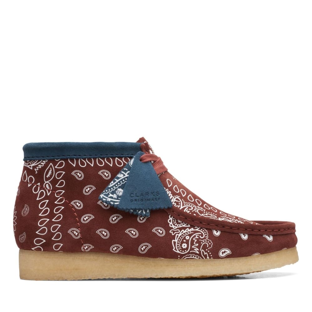 Clarks Originals Wallabee Boots Men's Brick Red Paisley Suede 26168826 Shoes by Clarks Originals – Don't Panic Shoes