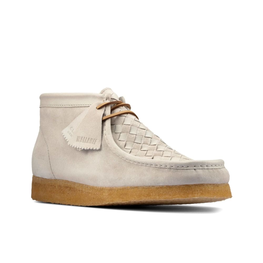 Clarks Originals Wallabee Boots Men's White Woven Suede Canvas 26159539 Shoes by Clarks Originals – Don't Panic Shoes