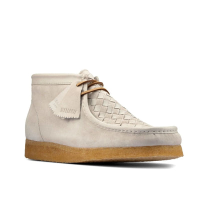 Clarks Originals Wallabee Boots Men's White Woven Suede Canvas 26159539 Shoes by Clarks Originals – Don't Panic Shoes