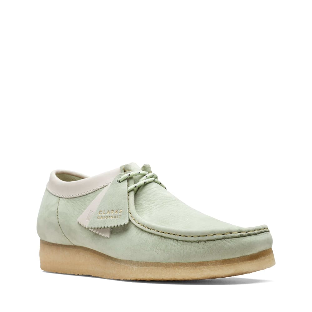 ClarkS Originals Wallabee Low Men’s Shoes – Pale Green Nubuck Leather – Style 26165557 – Timeless Casual Icon Shoes by Clarks Originals – Don't Panic Shoes