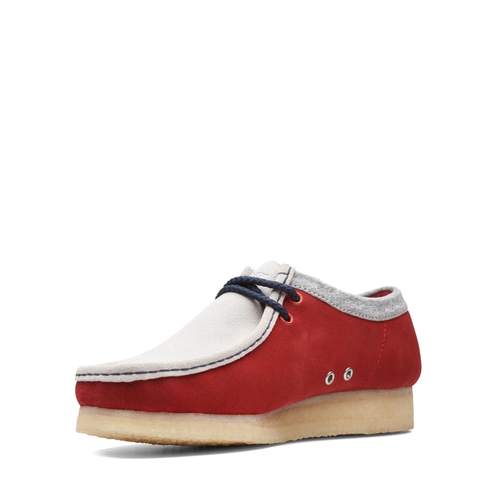 ClarkS Originals Wallabee Low Vcy Men’s Shoes – Gray And Red Suede – Style 26166291 – Vintage Street Icon Shoes by Clarks Originals – Don't Panic Shoes