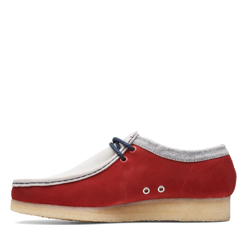 ClarkS Originals Wallabee Low Vcy Men’s Shoes – Gray And Red Suede – Style 26166291 – Vintage Street Icon Shoes by Clarks Originals – Don't Panic Shoes