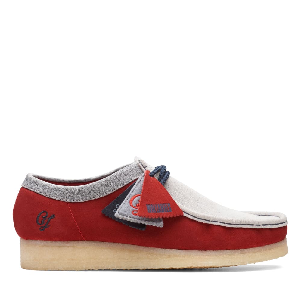 ClarkS Originals Wallabee Low Vcy Men’s Shoes – Gray And Red Suede – Style 26166291 – Vintage Street Icon Shoes by Clarks Originals – Don't Panic Shoes