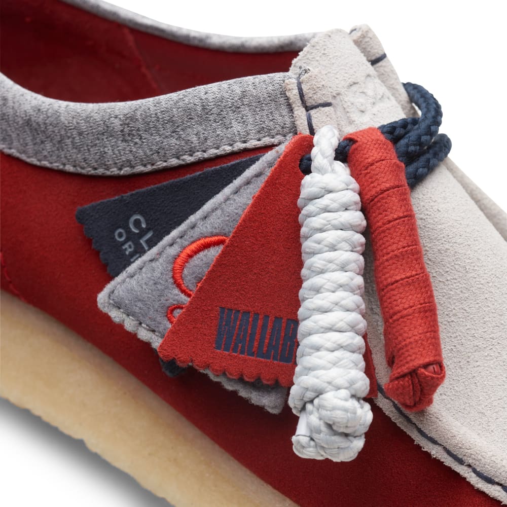 ClarkS Originals Wallabee Low Vcy Men’s Shoes – Gray And Red Suede – Style 26166291 – Vintage Street Icon Shoes by Clarks Originals – Don't Panic Shoes