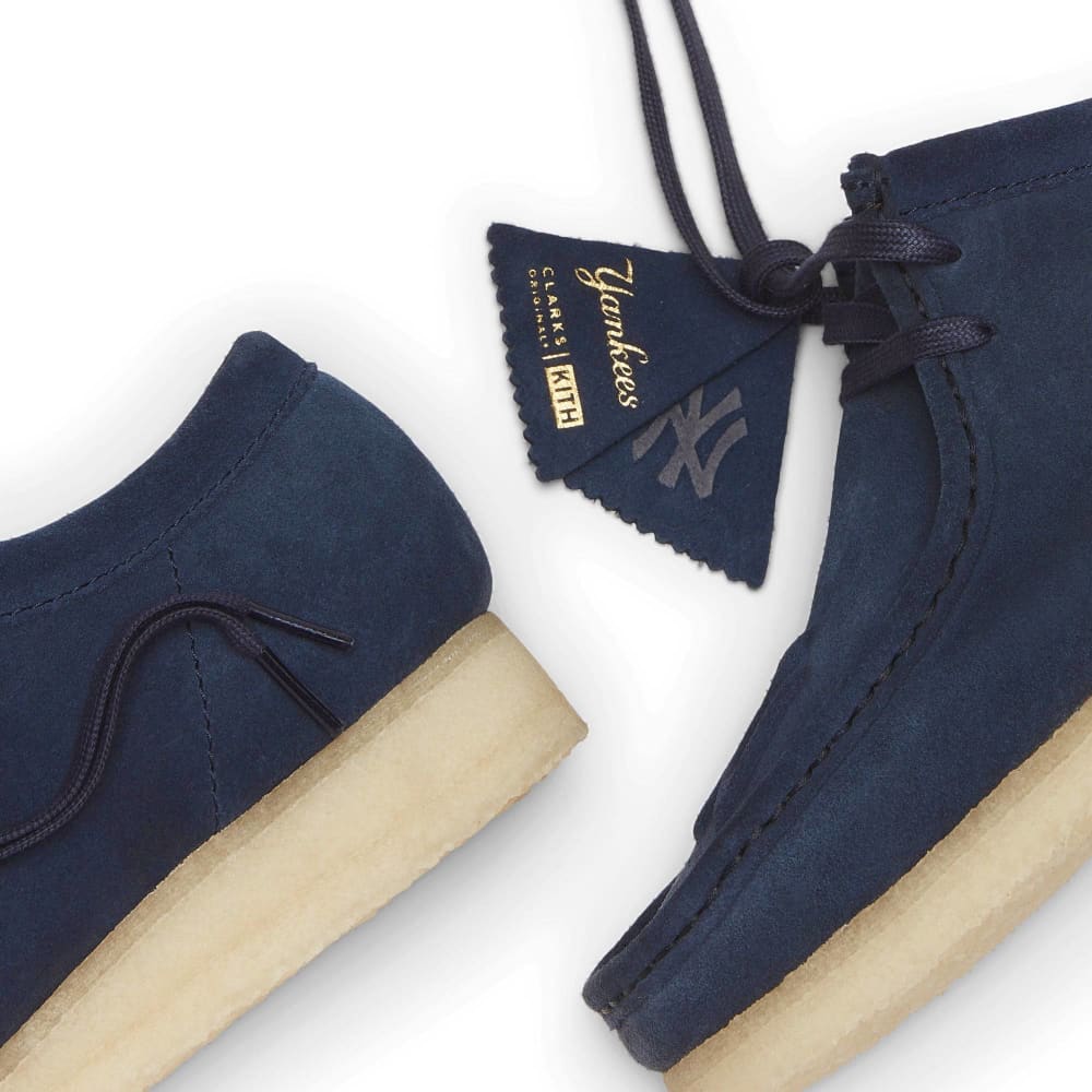 ClarkS Originals X Kith X New York Yankees Wallabee Low Men’s Shoes – Navy Blue Suede – Style 26166617 – Limited Edition Street Icon Shoes by Clarks Originals – Don't Panic Shoes