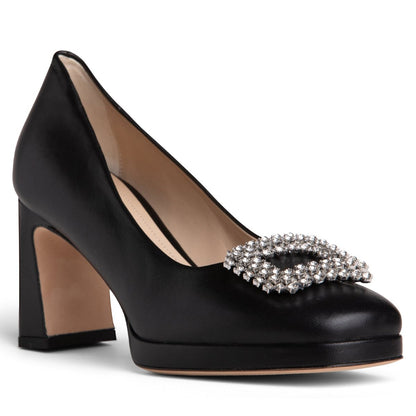 Clementine Women’S Leather Rhinestone Platform Pump 70mm Heels by Beautiisoles – Don't Panic Shoes