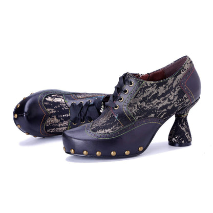 ColorStepshoes Retro Handmade Women’s Black Leather Pumps Heels by Colorstepshoes – Don't Panic Shoes