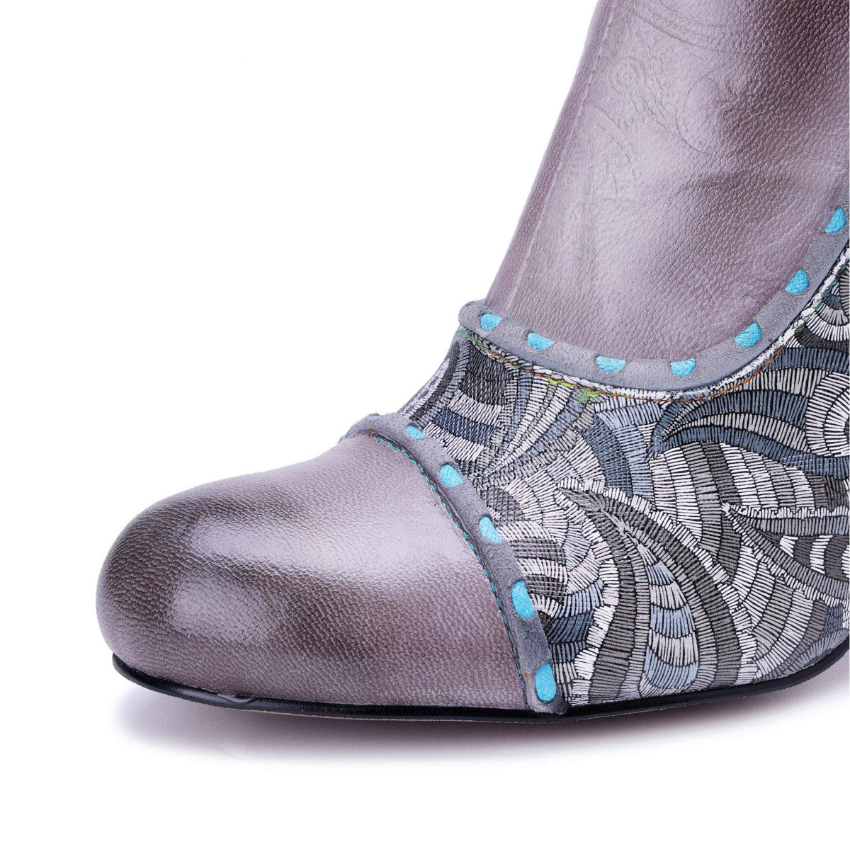 ColorStepshoes Silver Mist Paisley Women’s Leather Boots ankle boots by Colorstepshoes – Don't Panic Shoes